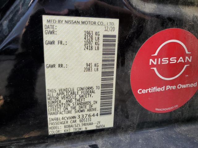 1N4BL4CVXMN337644 - 2021 NISSAN ALTIMA SR BLACK photo 12
