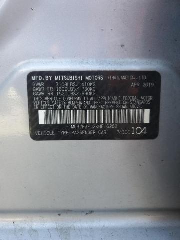ML32F3FJ2KHF16282 - 2019 MITSUBISHI MIRAGE G4 ES Srebrny zdjęcie 12