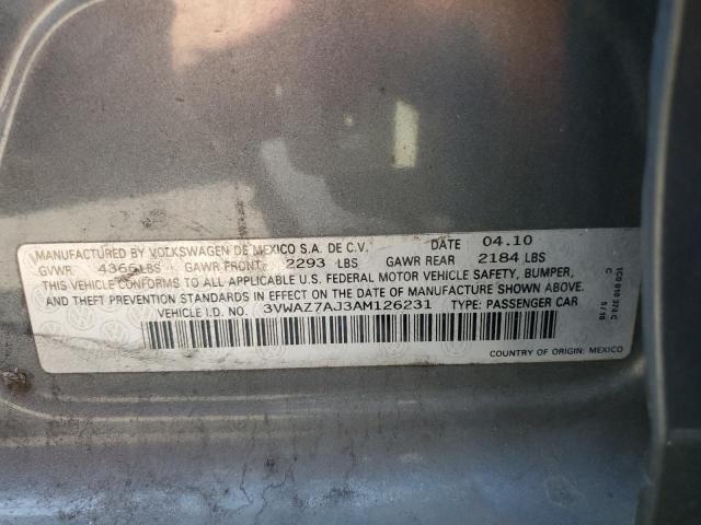 3VWAZ7AJ3AM126231 - 2010 VOLKSWAGEN JETTA LIMITED 灰色 照片 12