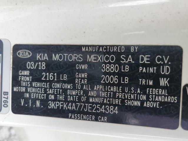 3KPFK4A77JE254384 - 2018 KIA FORTE LX Ақ фото 12