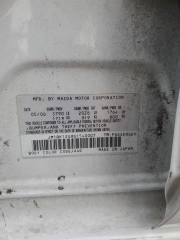 JM1BK12G861540007 - 2006 MAZDA 3 I WHITE photo 13