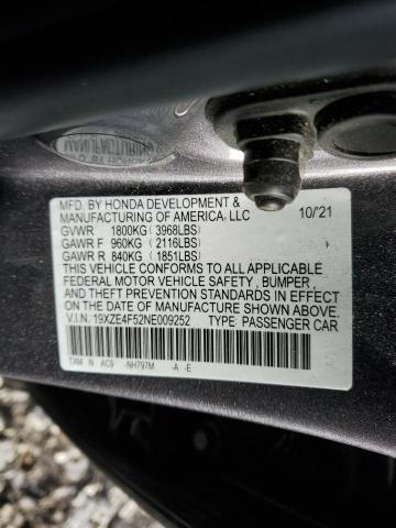 19XZE4F52NE009252 - 2022 HONDA INSIGHT EX GRAY photo 13