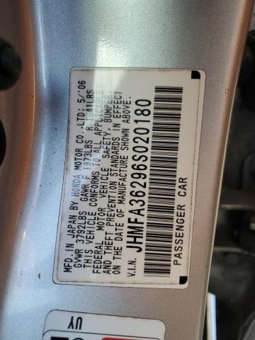 JHMFA36296S020180 - 2006 HONDA CIVIC HYBRID 银色 照片 13
