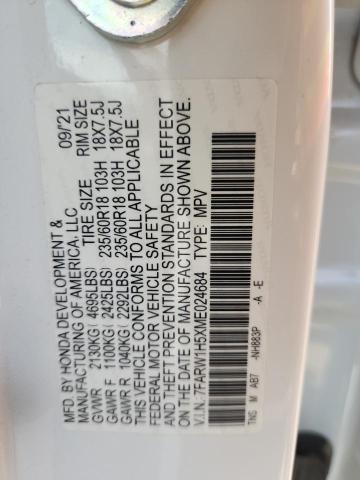 7FARW1H5XME024684 - 2021 HONDA CR-V EX WHITE photo 13