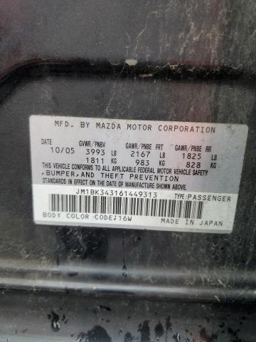 JM1BK343161449313 - 2006 MAZDA 3 HATCHBACK Qara foto 12