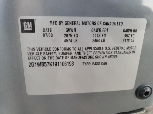 2G1WB57K191106198 - 2009 CHEVROLET IMPALA LS GRAY photo 12