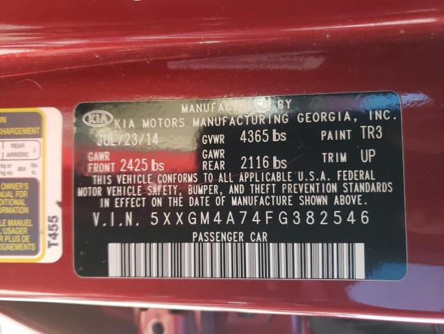 5XXGM4A74FG382546 - 2015 KIA OPTIMA LX RED photo 13