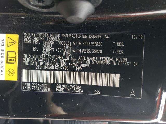 2T2HZMDA8LC217496 - 2020 LEXUS RX 350 BLACK photo 14