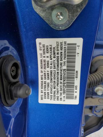19XFC2F87KE014126 - 2019 HONDA CIVIC SPORT 蓝色 照片 12