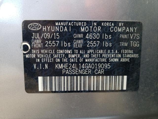 KMHE24L14GA019095 - 2016 HYUNDAI SONATA HYBRID SILVER photo 12