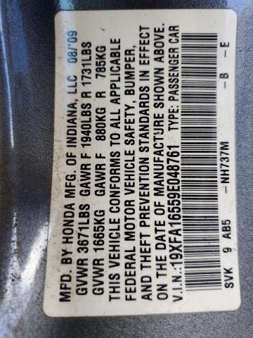 19XFA16559E048761 - 2009 HONDA CIVIC LX 灰色 照片 12