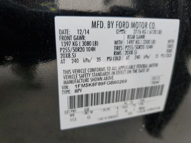 1FM5K8F89FGB60269 - 2015 FORD EXPLORER LIMITED BLACK photo 13