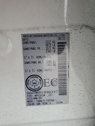 5N1AT2MV7FC890397 - 2015 NISSAN ROGUE S WHITE photo 13