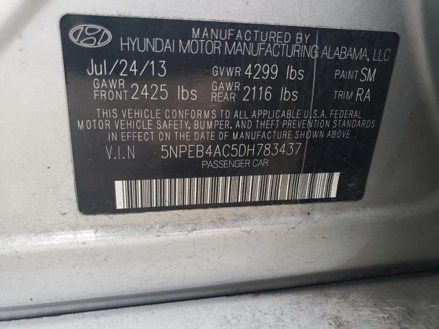 5NPEB4AC5DH783437 - 2013 HYUNDAI SONATA GLS GRAY photo 12