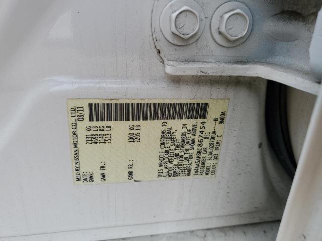 1N4AA5AP8BC867454 - 2011 NISSAN MAXIMA S WHITE photo 12