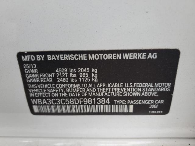 WBA3C3C58DF981384 - 2013 BMW 320 I XDRIVE WHITE photo 12