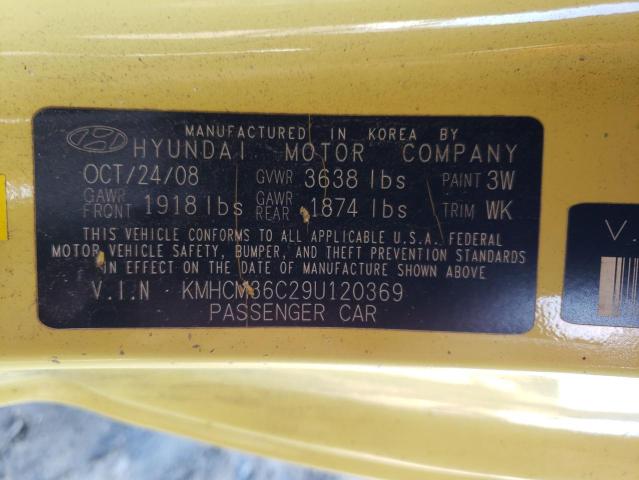 KMHCM36C29U120369 - 2009 HYUNDAI ACCENT GS YELLOW photo 12