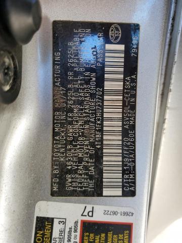 4T1BF1FK3HU737702 - 2017 TOYOTA CAMRY LE SILVER photo 13