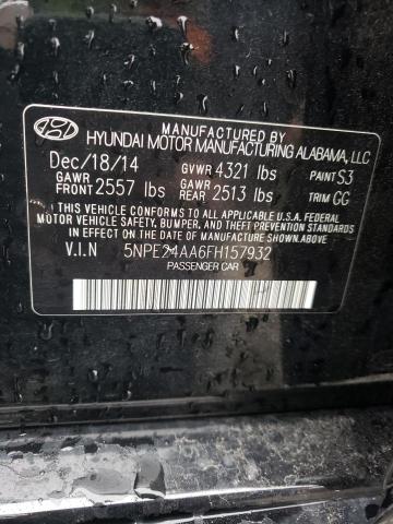 5NPE24AA6FH157932 - 2015 HYUNDAI SONATA ECO BLACK photo 12