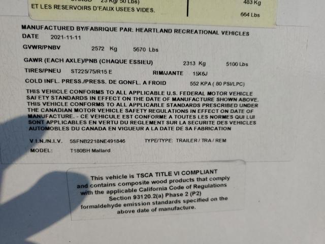 5SFNB2218NE491846 - 2022 HEARTLAND GATEWAY ორფეროვანი ფოტო 10