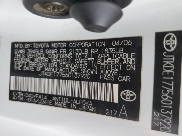 JTKDE177560137920 - 2006 TOYOTA SCION TC 白色 照片 12
