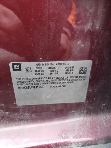 1G11C5SL4FF119507 - 2015 CHEVROLET MALIBU 1LT 栗色 照片 12