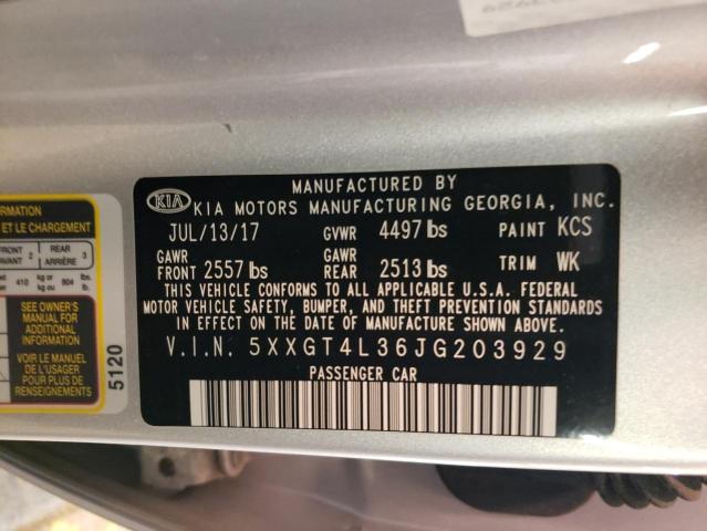 5XXGT4L36JG203929 - 2018 KIA OPTIMA LX SILVER photo 12