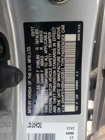 SHHFK7H25HU423512 - 2017 HONDA CIVIC LX SILVER photo 12