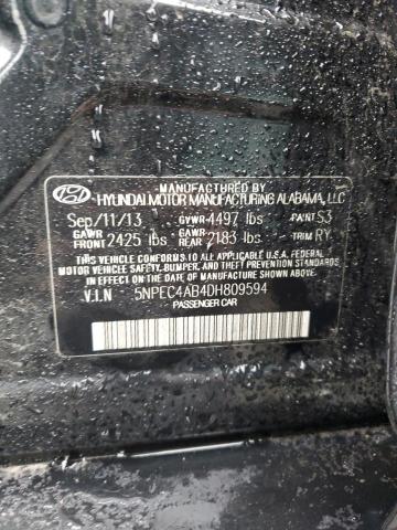 5NPEC4AB4DH809594 - 2013 HYUNDAI SONATA SE BLACK photo 12