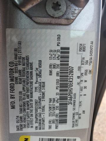 3FA6P0H70ER352807 - 2014 FORD FUSION SE SILVER photo 13