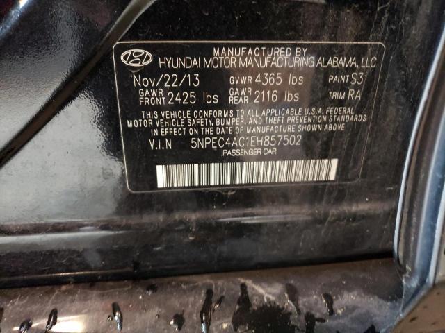 5NPEC4AC1EH857502 - 2014 HYUNDAI SONATA SE BLACK photo 12