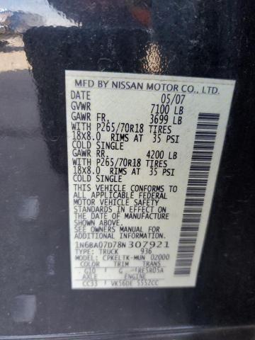 1N6BA07D78N307921 - 2008 NISSAN TITAN XE შავი ფოტო 13