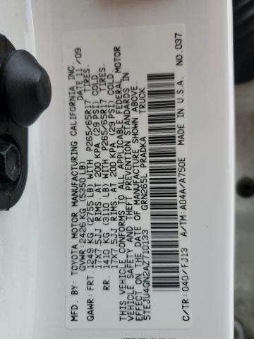 5TEJU4GN2AZ710133 - 2010 TOYOTA TACOMA DOUBLE CAB PRERUNNER WHITE photo 13