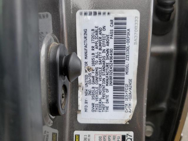 1NXBR32E45Z496490 - 2005 TOYOTA COROLLA CE GRAY photo 12