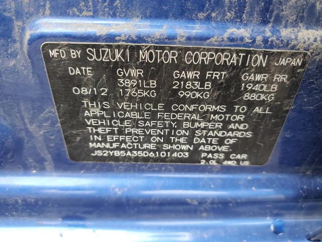 JS2YB5A35D6101403 - 2013 SUZUKI SX4 BLUE photo 12