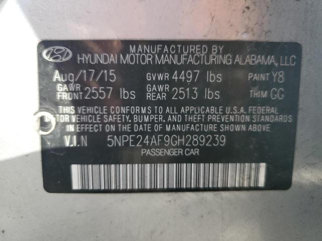 5NPE24AF9GH289239 - 2016 HYUNDAI SONATA SE SILVER photo 12