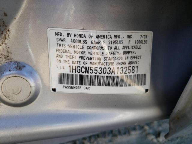 1HGCM55303A132581 - 2003 HONDA ACCORD LX SILVER photo 13