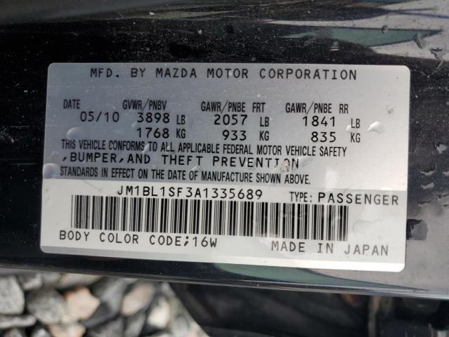 JM1BL1SF3A1335689 - 2010 MAZDA 3 I შავი ფოტო 12