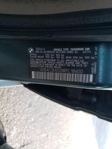 WBACB4328RFL18600 - 1994 BMW 325 I AUTOMATIC მწვანე ფოტო 13