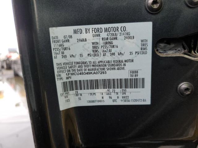 1FMCU49349KA07293 - 2009 FORD ESCAPE HYBRID GRAY photo 12