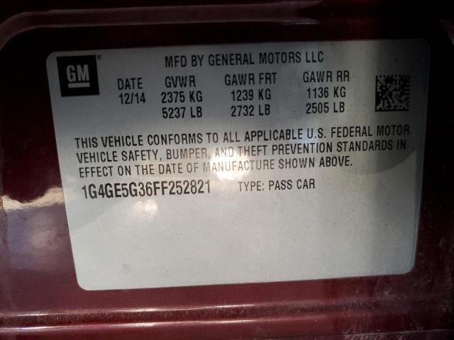 1G4GE5G36FF252821 - 2015 BUICK LACROSSE PREMIUM BURGUNDY photo 13