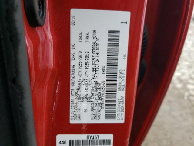 5TFRY5F19LX256498 - 2020 TOYOTA TUNDRA DOUBLE CAB SR/SR5 RED photo 12