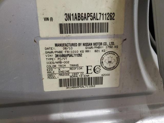 3N1AB6AP5AL711262 - 2010 NISSAN SENTRA 2.0 SILVER photo 12