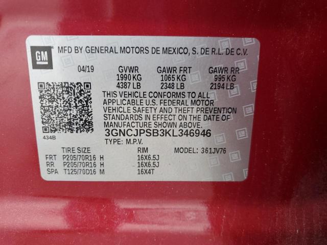 3GNCJPSB3KL346946 - 2019 CHEVROLET TRAX 1LT Rot Foto 14