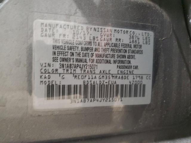 3N1AB7AP4JY215071 - 2018 NISSAN SENTRA S GRAY photo 12