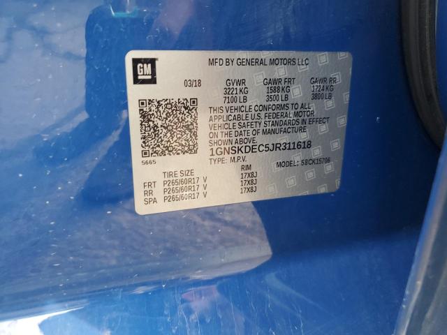 1GNSKDEC5JR311618 - 2018 CHEVROLET TAHOE POLICE Կապույտ լուսանկար 13