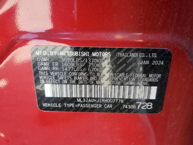 ML32AUHJ1RH007776 - 2024 MITSUBISHI MIRAGE ES RED photo 13