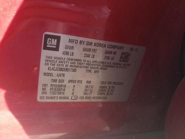 KL4CJCSB2EB517395 - 2014 BUICK ENCORE RED photo 12