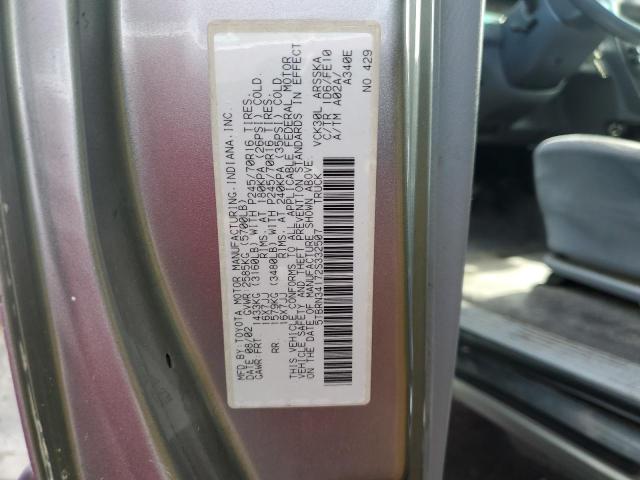 5TBRN34172S332507 - 2002 TOYOTA TUNDRA ACCESS CAB SR5 SILVER photo 12