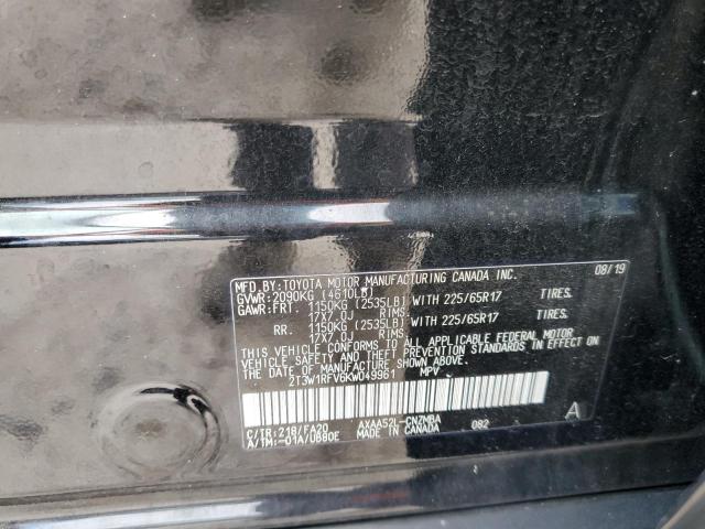 2T3W1RFV6KW049961 - 2019 TOYOTA RAV4 XLE 黑色 照片 14